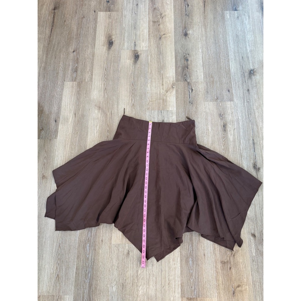 Zara Goth Boho Minimalist Handkerchief Hem Midi Skirt Women XL Brown NWT Asym - Picture 5 of 8